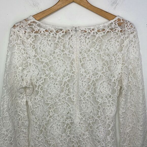 Umgee Lace Top Womens Scalloped Hem Boho Top size Small Ivory White - Picture 9 of 14